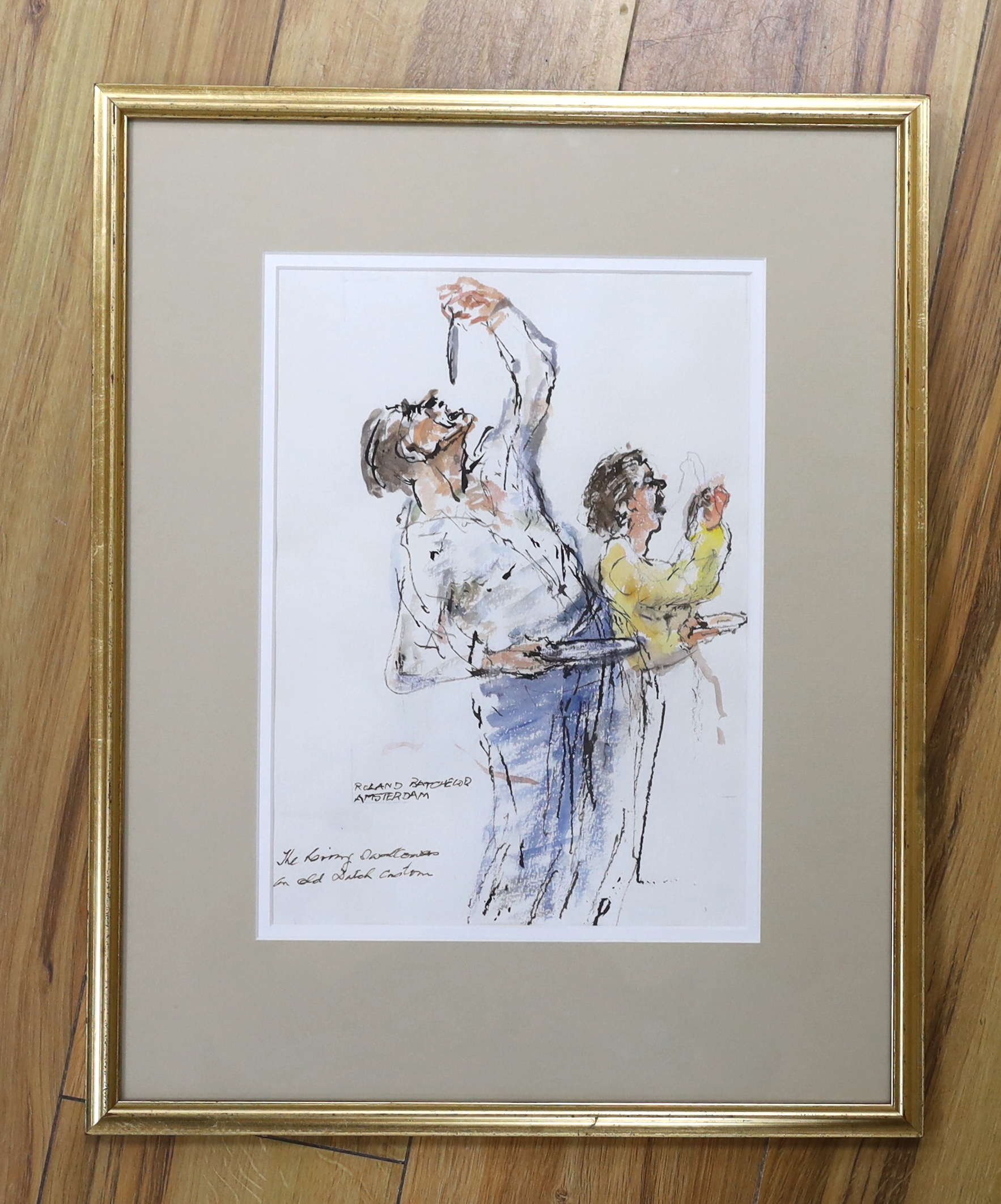 Roland Batchelor (1889-1990), watercolour, ‘The Herring Swallowers’, signed and inscribed, Gallery label verso, 29 x 21cm